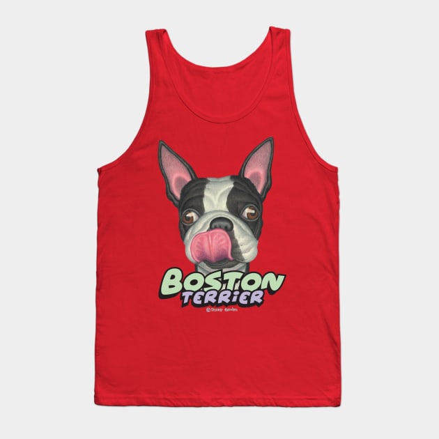 funny cute awesome great Boston Terrier Licking Lips Tank Top by Danny Gordon Art